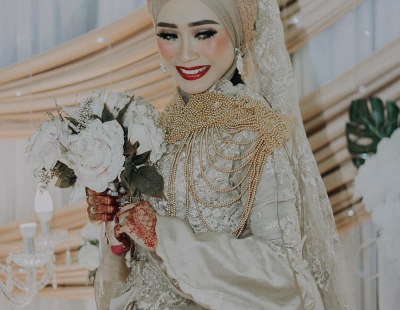 smiling woman wearing wedding dress