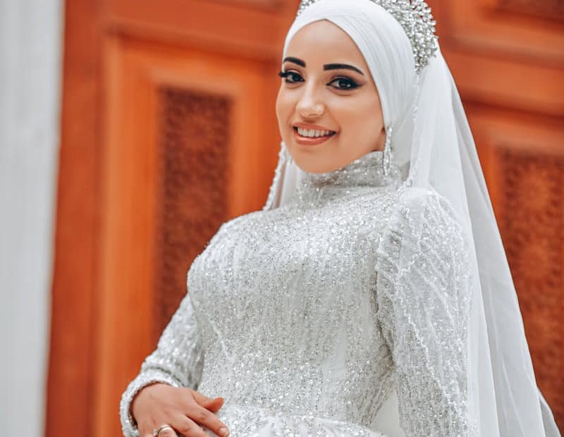Smiling Bride in Wedding Dress